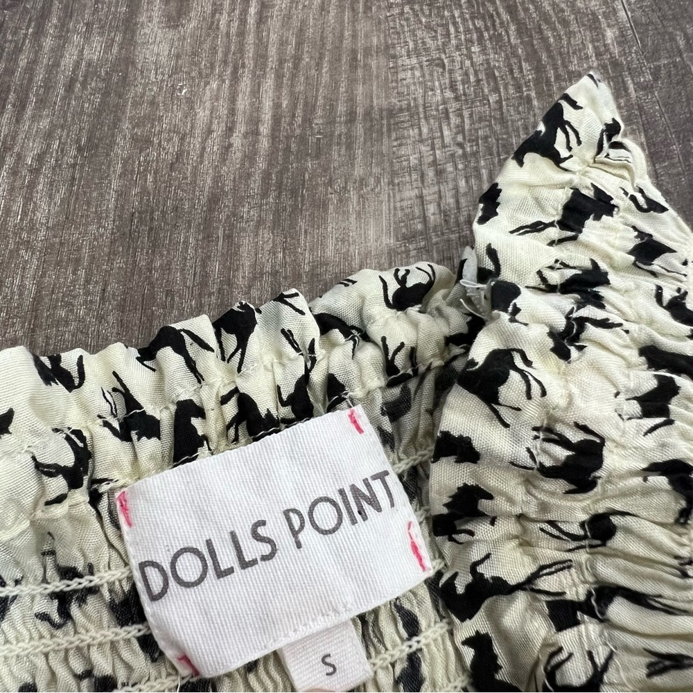 Dolls Kill Dolls Point Cream Horse Print Smocked Layered Mini Dress - Picture 10 of 11